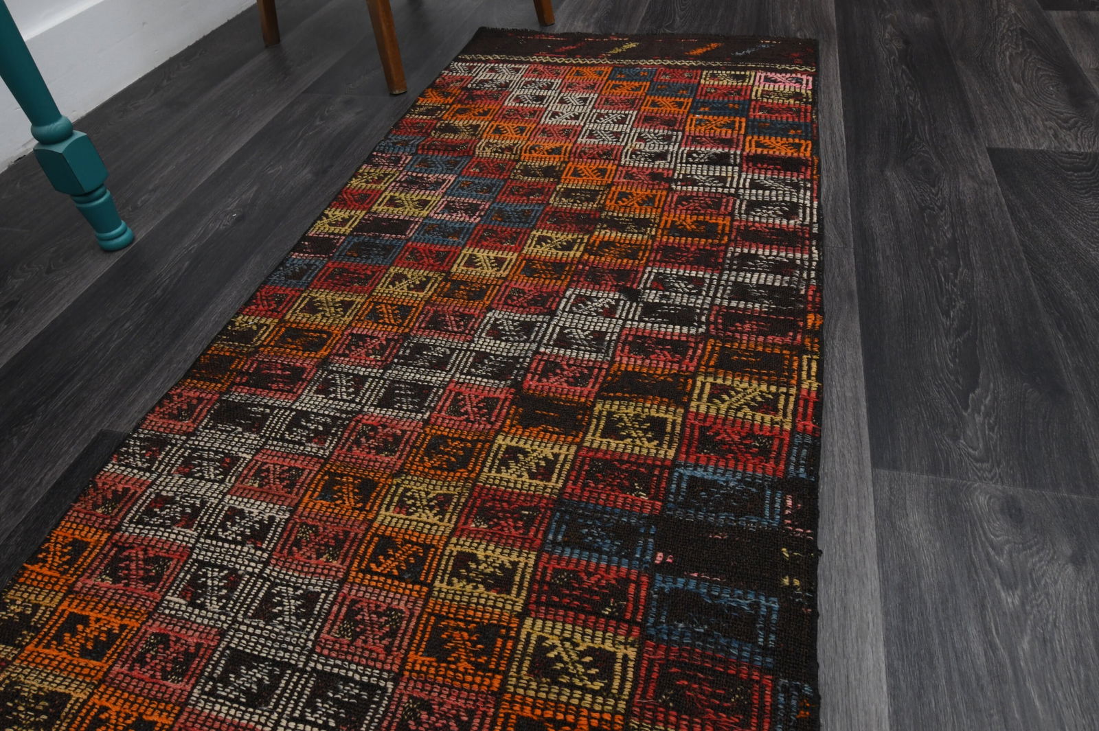 2.3x8 ft, TURKISH KILIM Runner - 13