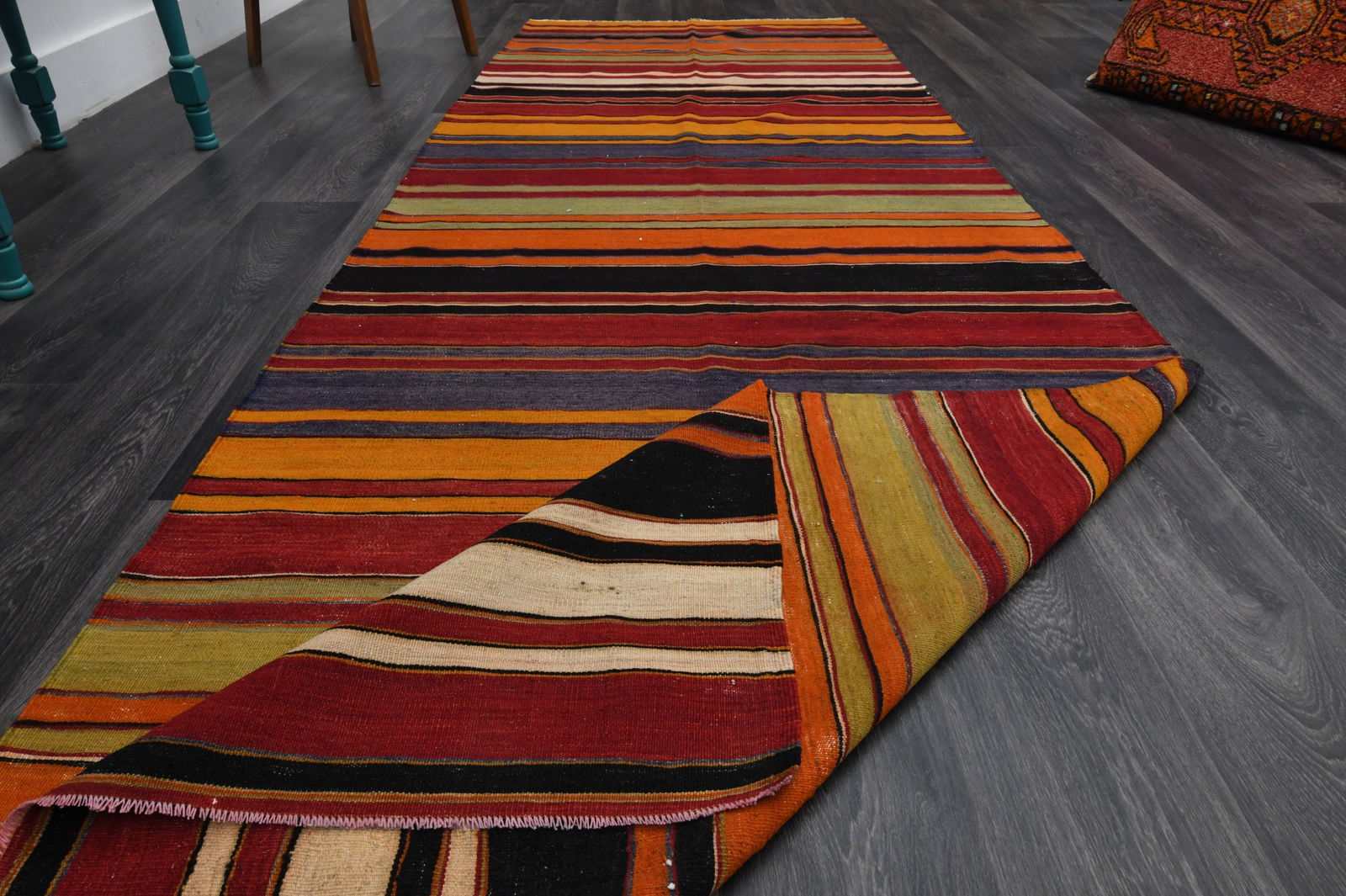 4x11.9 ft, TURKISH KILIM Runner - 9