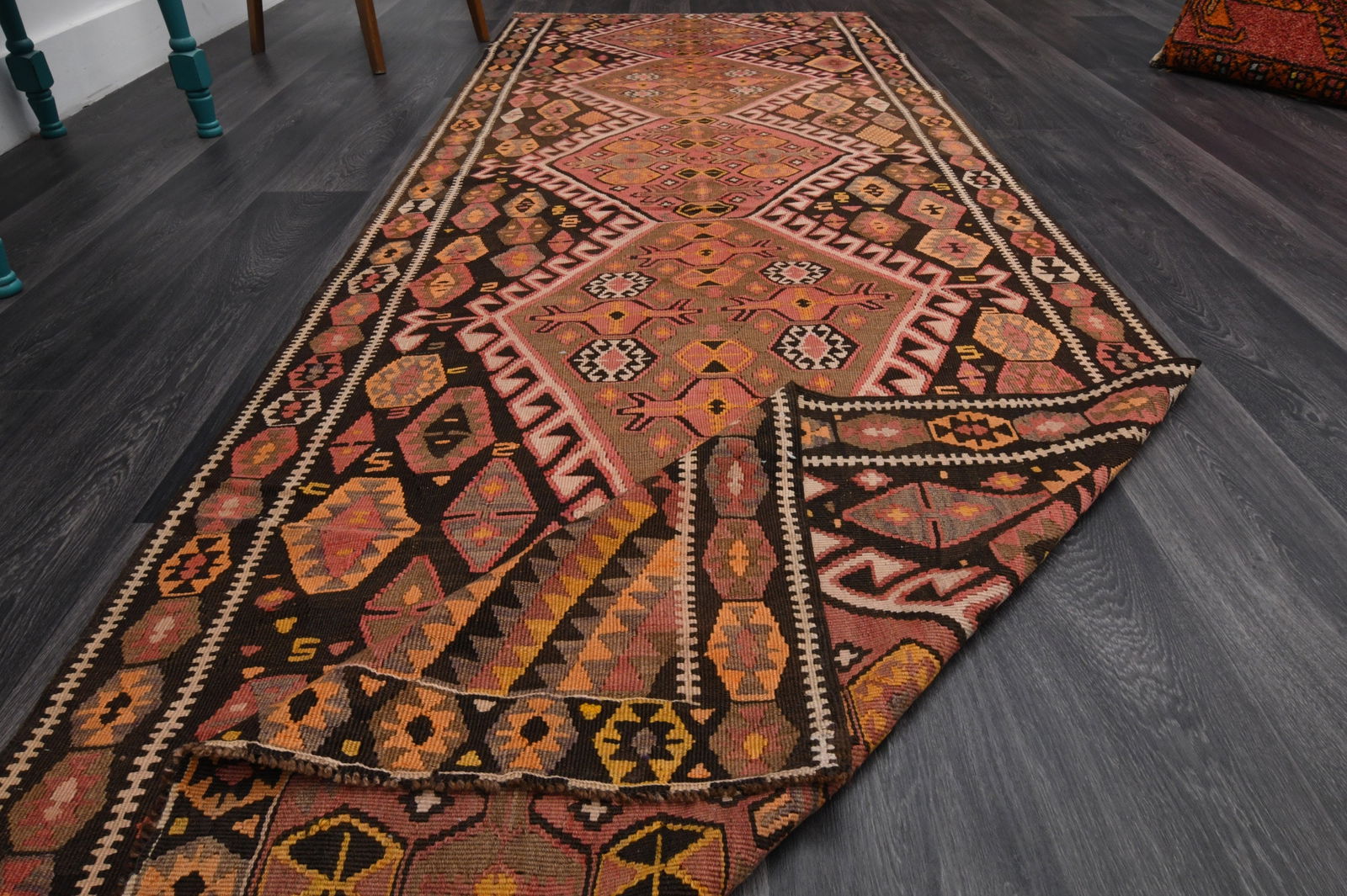 3.7x10.7 ft, TURKISH KILIM Runner - 17