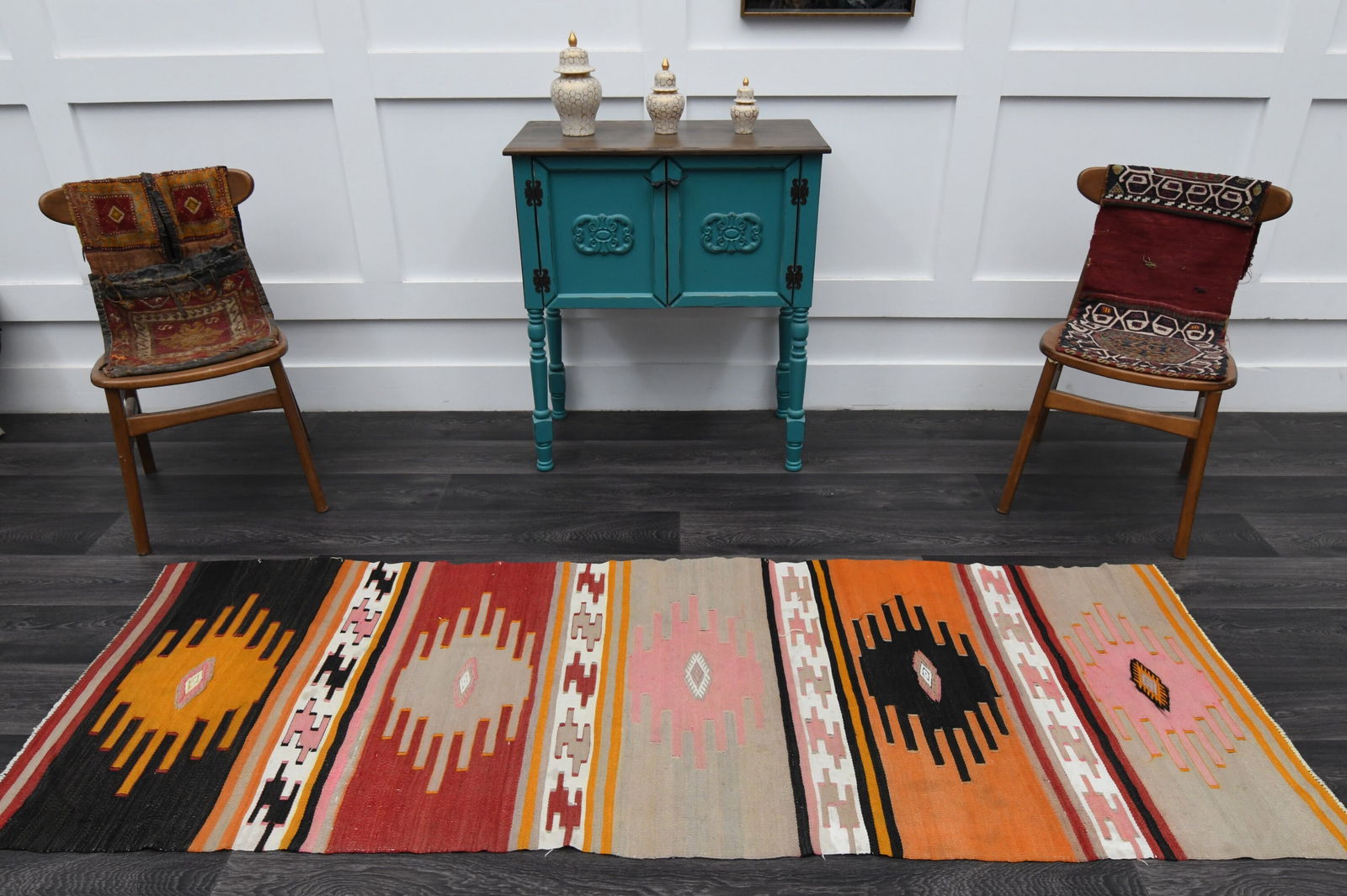 2.7x7.9 ft, IKAT KILIM Runner - 3
