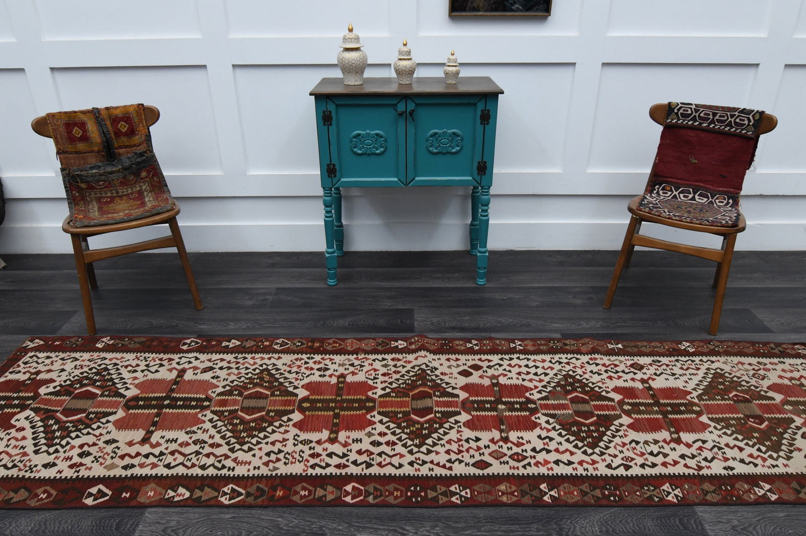 2.8x10.3 ft, TURKISH KILIM Runner - 11