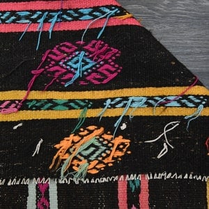3.7x10.7 ft, Black Bohemian Kilim Rug - 8