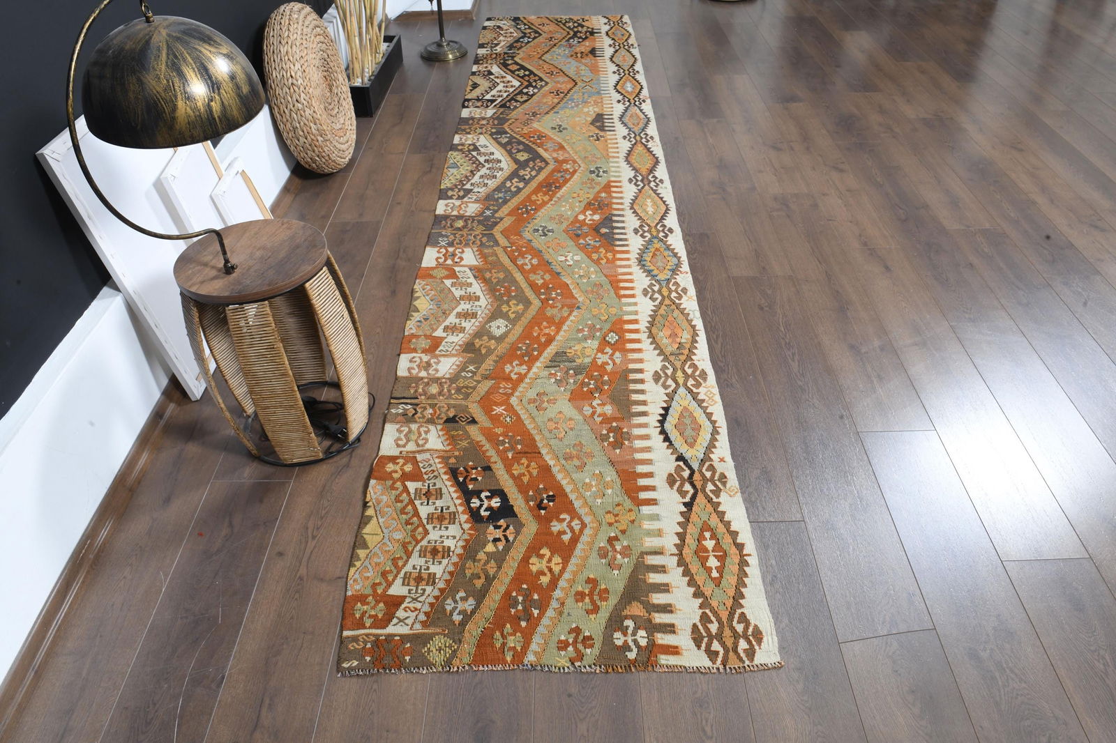 2'8x13'1 ft, STRIPED KILIM RUG, Turkish Vintage Runner - 2