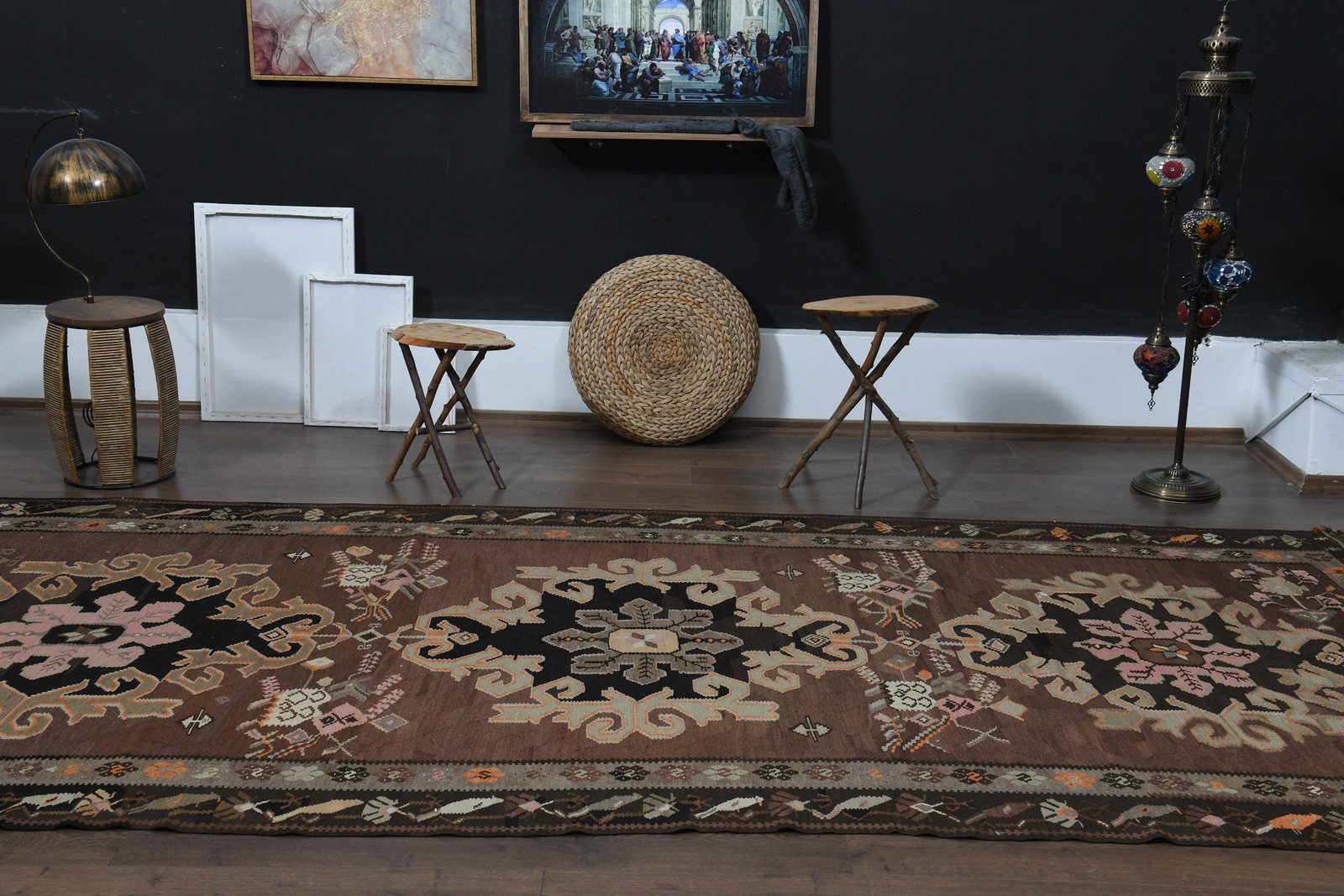 5.7x13.2 ft, BROWN KILIM RUNNER - 10