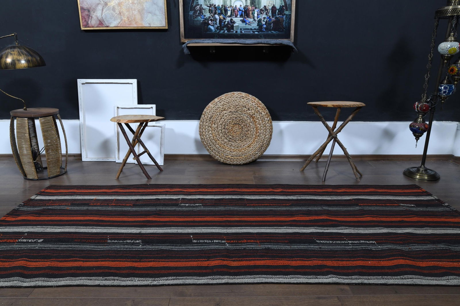 3'5x8'4 ft, COLORFUL STRIPED RUNNER - 7