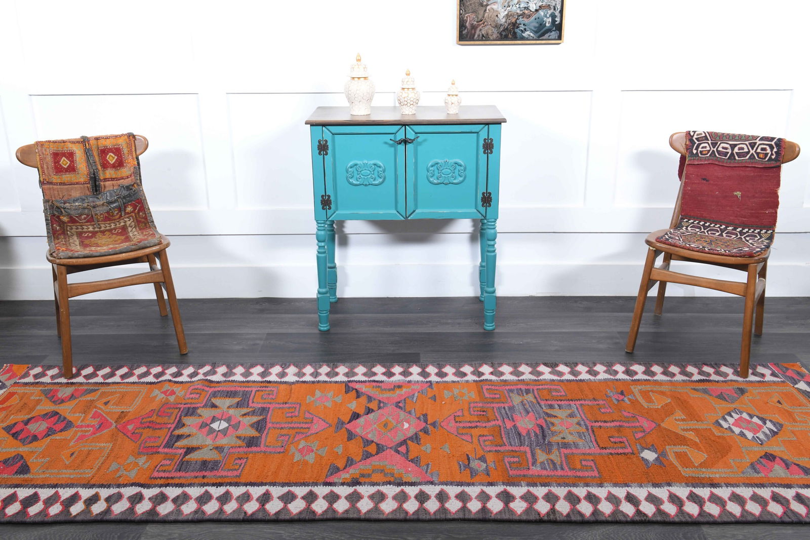 3.1x10 ft, TURKISH KILIM Runner - 12