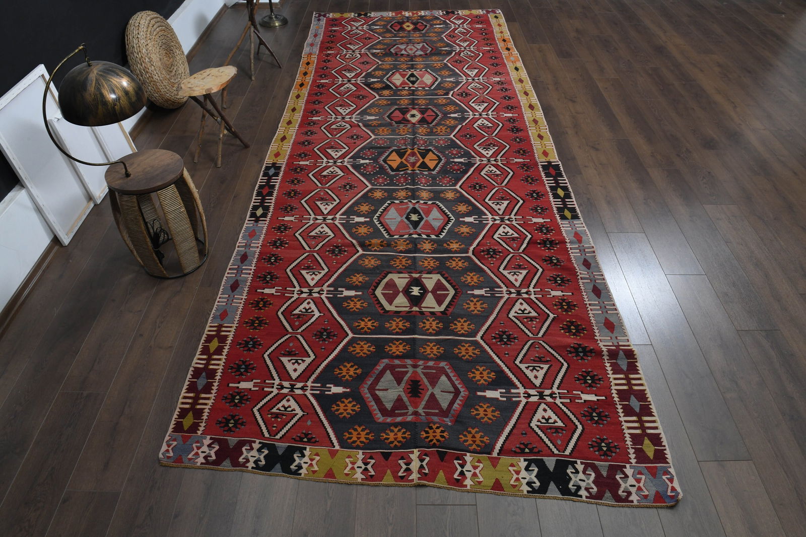 5.6x15.1 ft, RED KILIM RUNNER - 12