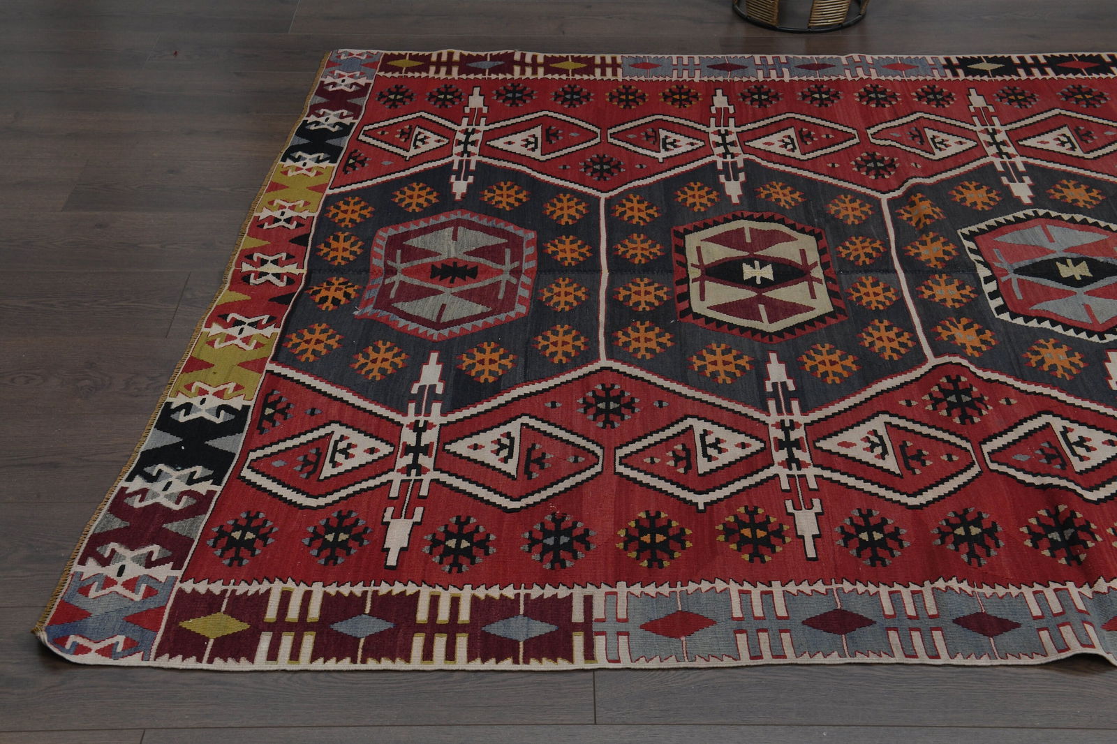 5.6x15.1 ft, RED KILIM RUNNER - 7