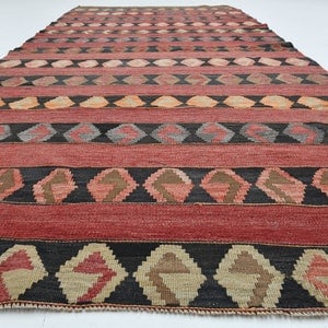 4.6x11.6 ft, RED KILIM RUNNER - 2