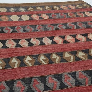 4.6x11.6 ft, RED KILIM RUNNER - 3