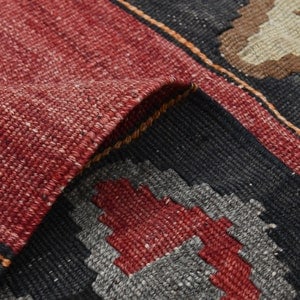 4.6x11.6 ft, RED KILIM RUNNER - 9