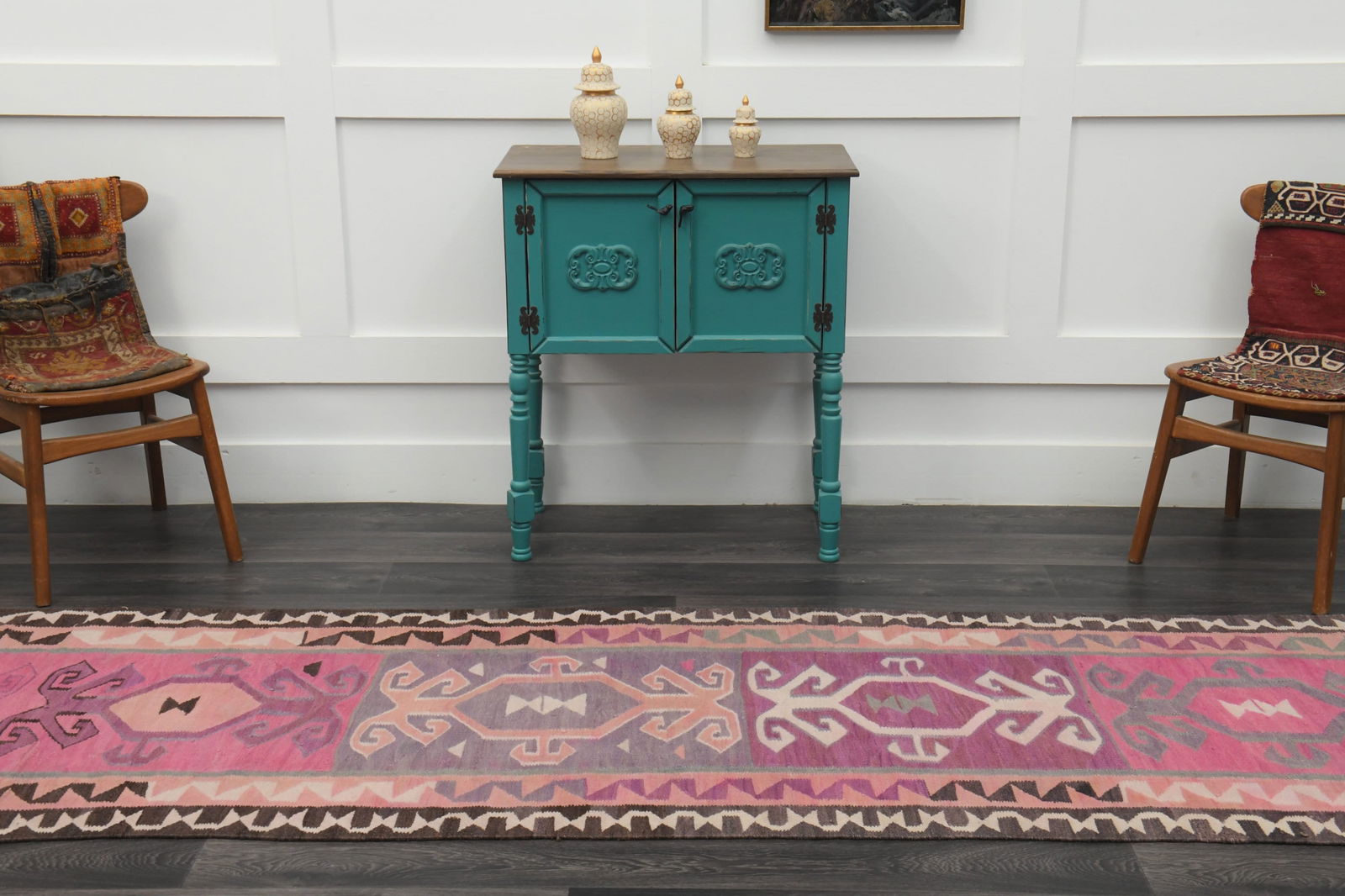 3.2x9.9 ft, TURKISH KILIM Runner - 13