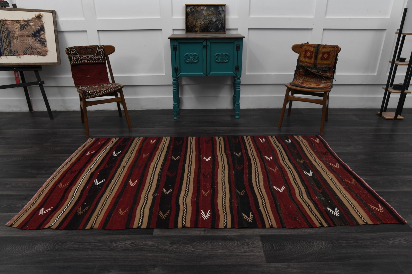 4.3x7.7 ft, TURKISH KILIM Rug - 11