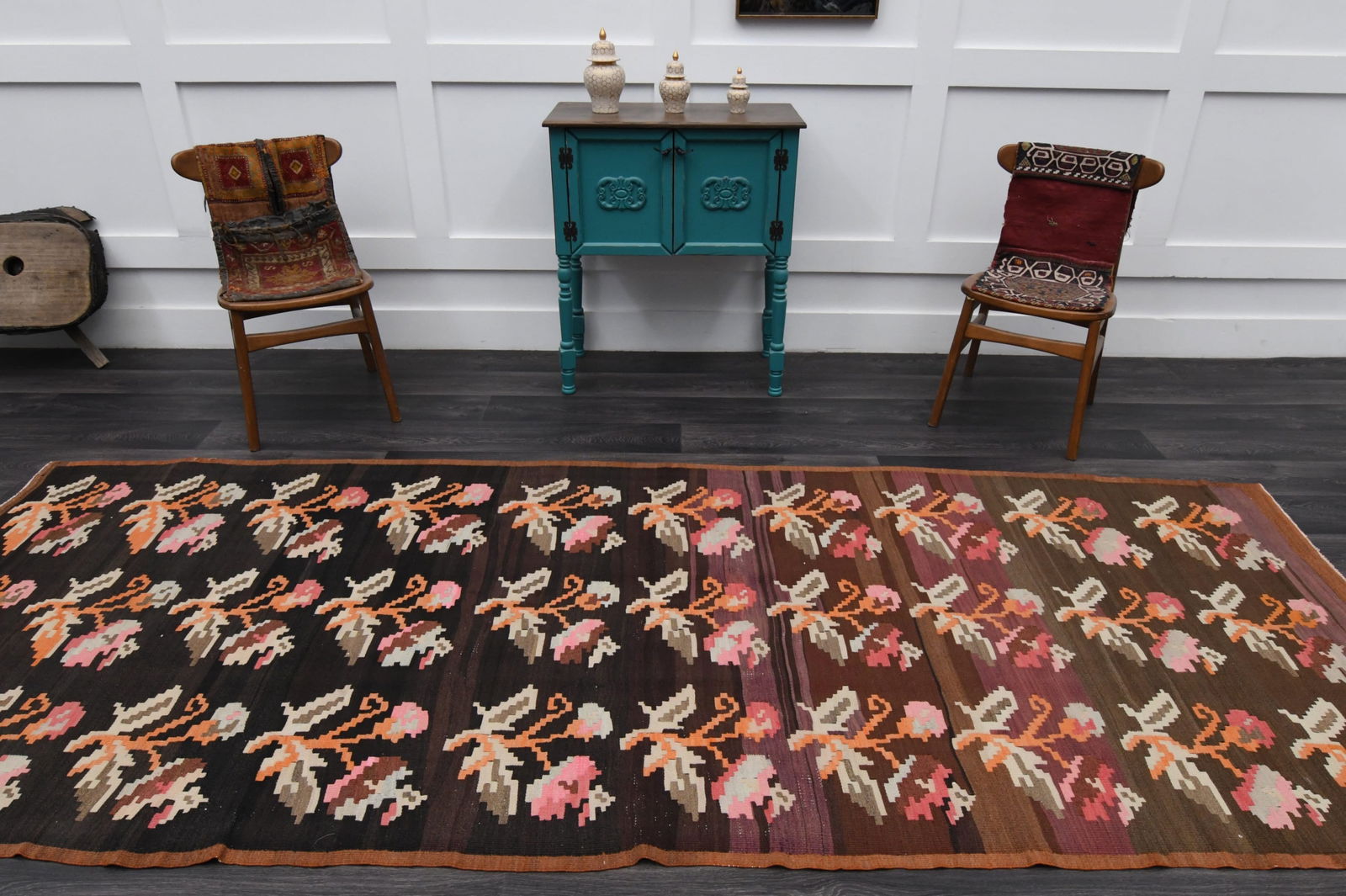 4.4x11.6 ft, TURKISH KILIM Runner - 3