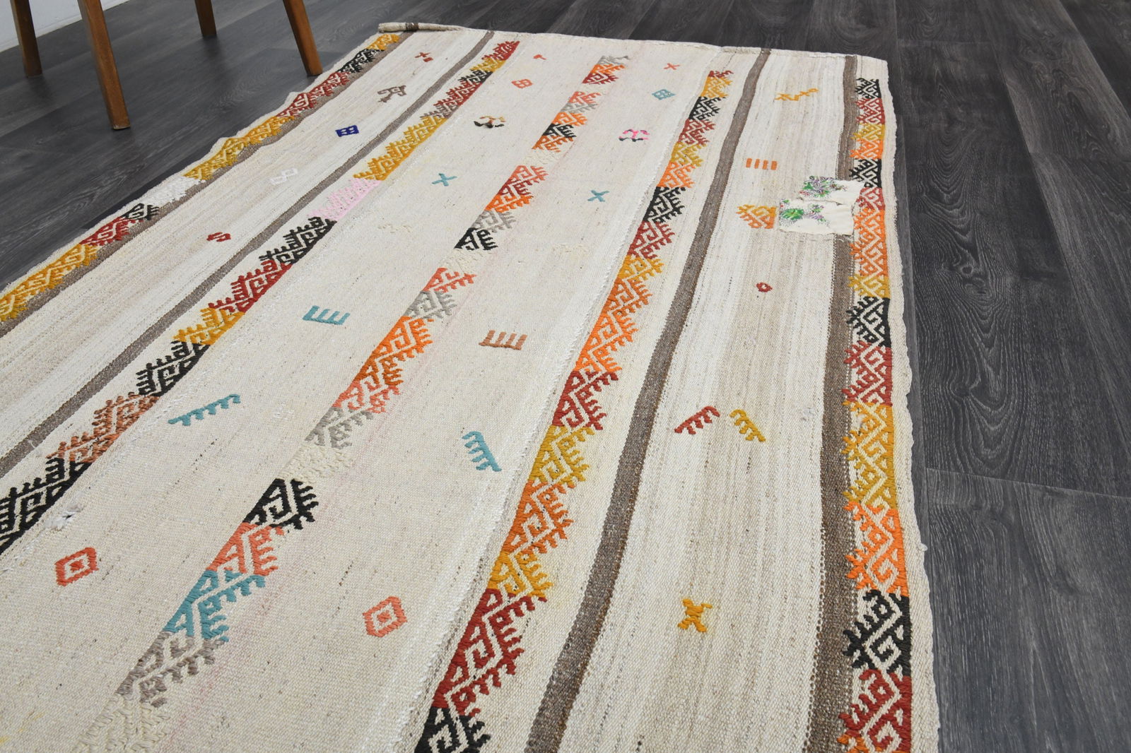 3.8x11.3 ft, TURKISH KILIM Runner - 14