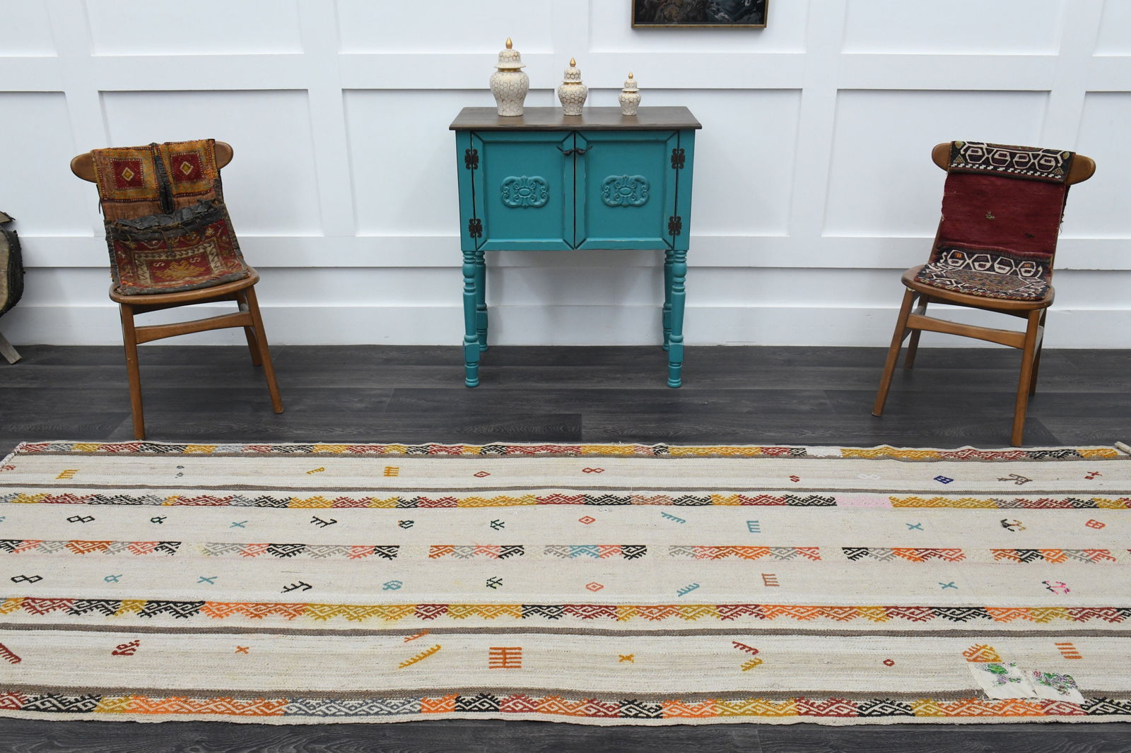 3.8x11.3 ft, TURKISH KILIM Runner - 5