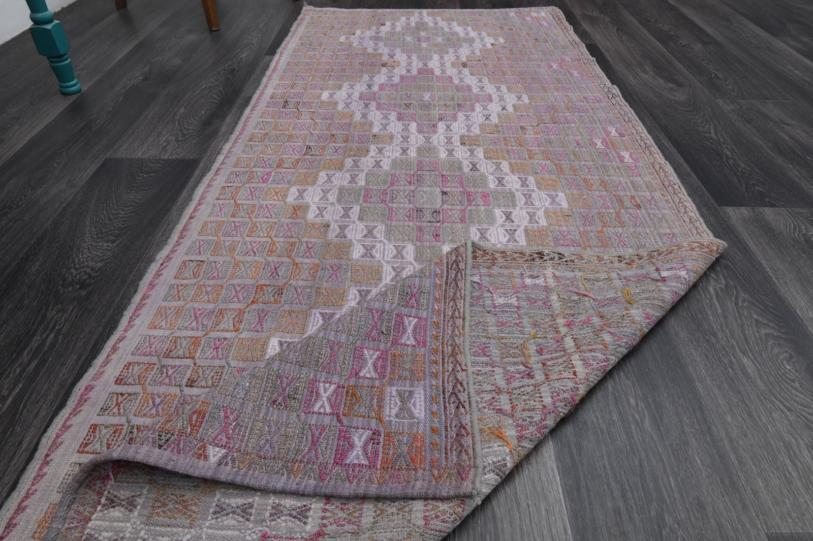 3.1x7.4 ft, TURKISH KILIM Runner - 17