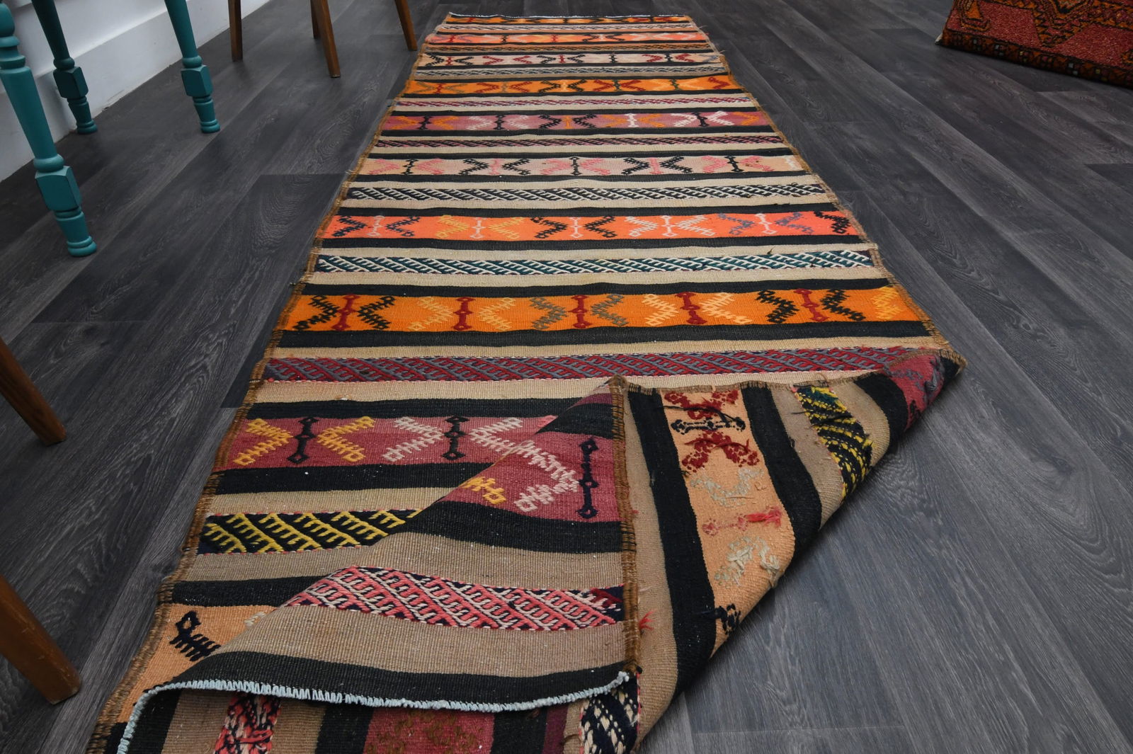 3.5x12.2 ft, TURKISH KILIM Runner - 17