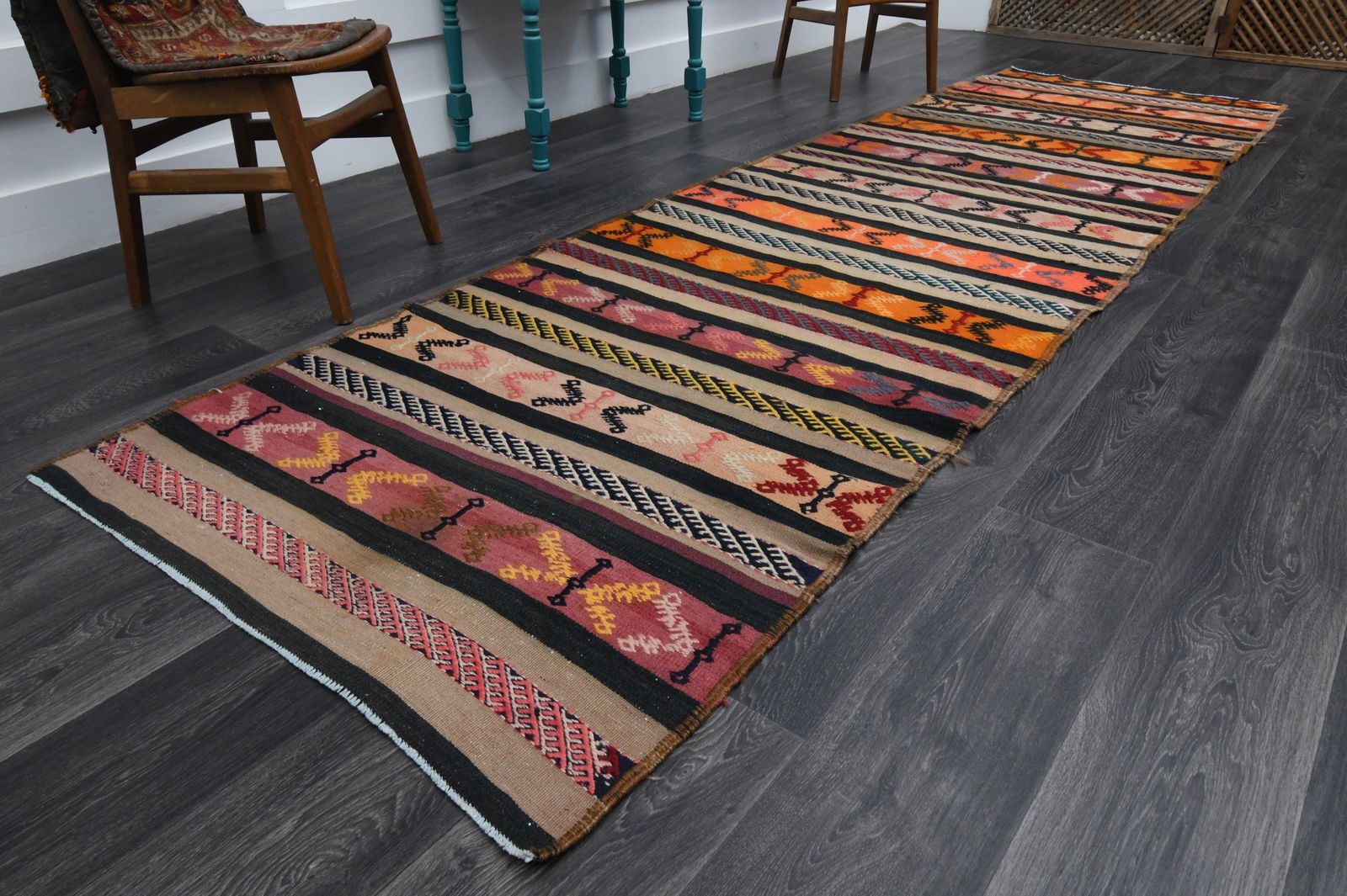 3.5x12.2 ft, TURKISH KILIM Runner - 2