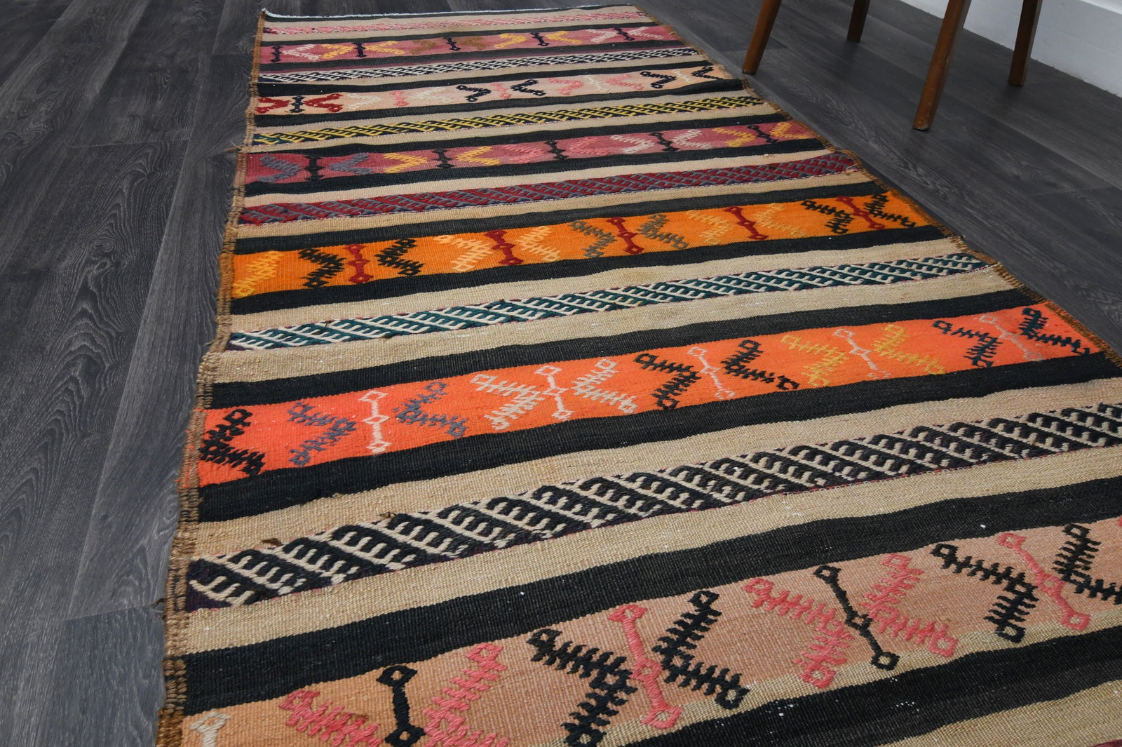 3.5x12.2 ft, TURKISH KILIM Runner - 5