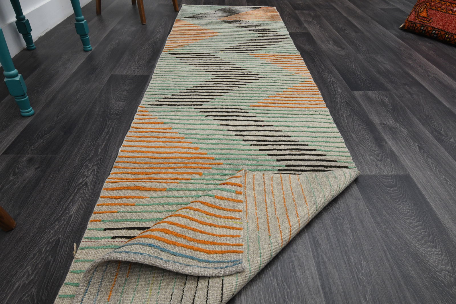 2.7x9.7 ft, TURKISH KILIM Runner - 17