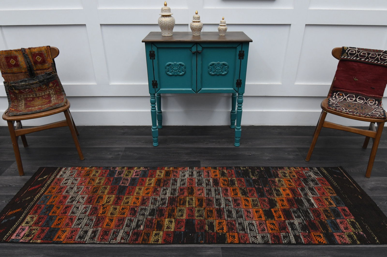 2.3x7.7 ft, TURKISH KILIM Runner - 11