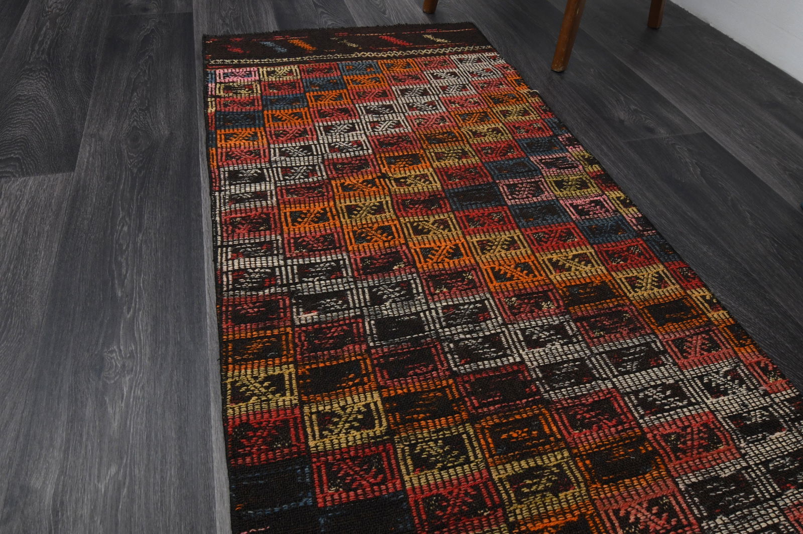2.3x7.7 ft, TURKISH KILIM Runner - 12