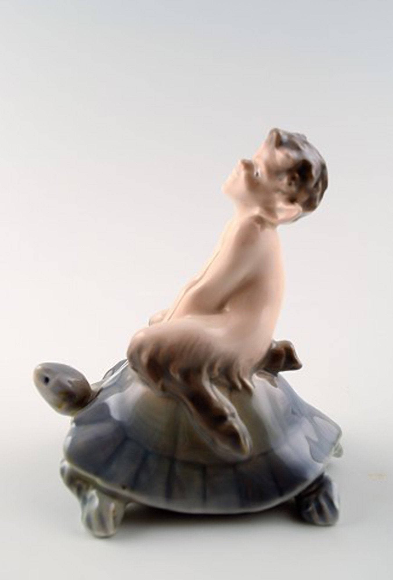 Royal Copenhagen Figurine Faun (Pan) on a turtle. - 2