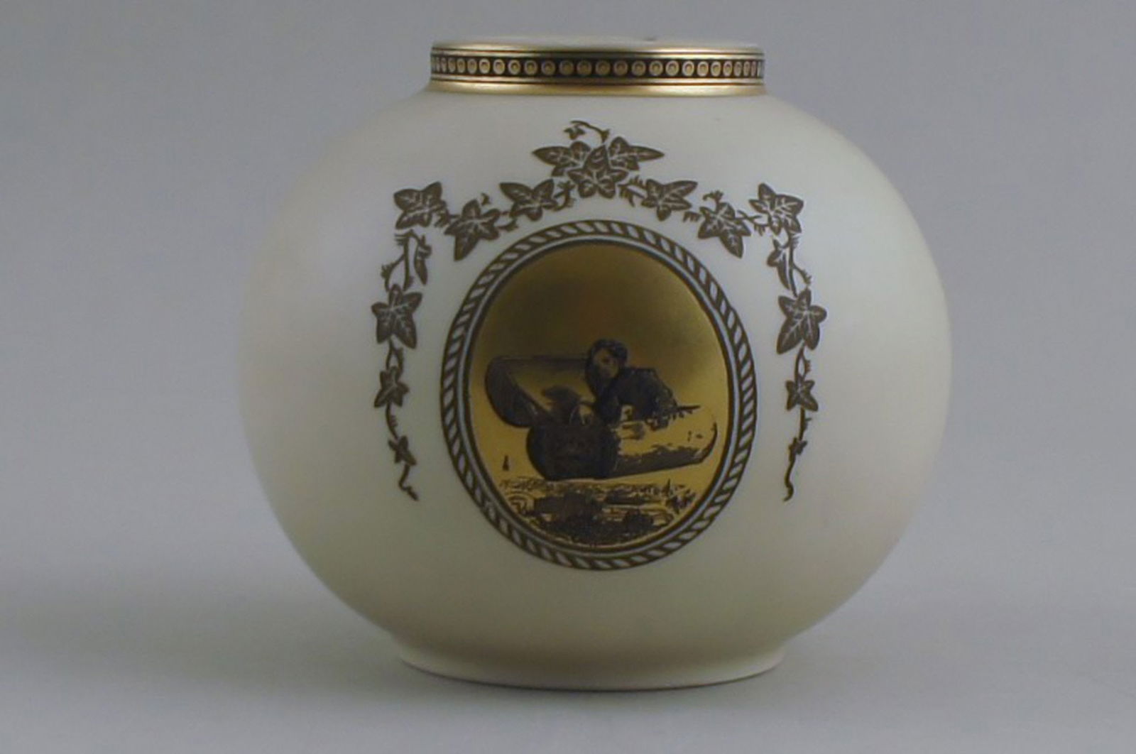 Royal Copenhagen porcelain vase from Hans Christian Andersen's fairy tale, "The Flying Trunk".: Title: Royal Copenhagen porcelain vase from Hans Christian Andersen's fairy tale, "The Flying Trunk". Description: Royal Copenhagen porcelain vase from Hans Christian Andersen's fairy tale, "The