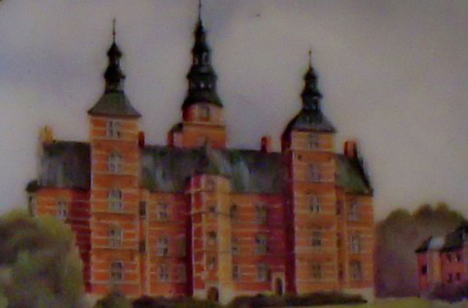 Antique Royal Copenhagen plate with motif of Rosenborg in overglaze technique. - 5