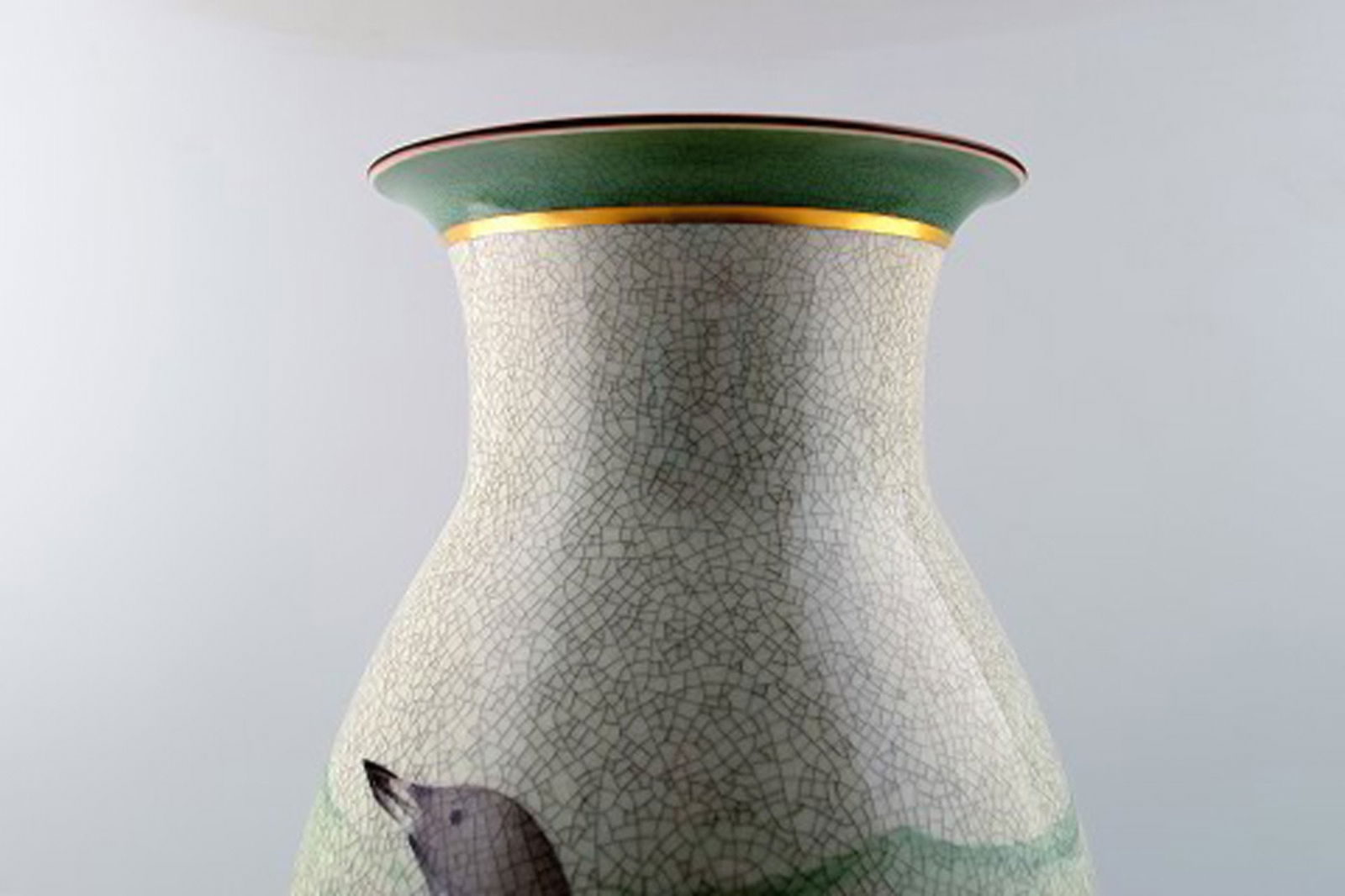 Royal Copenhagen large unique vase decorated with a diver, hand painted. - 2