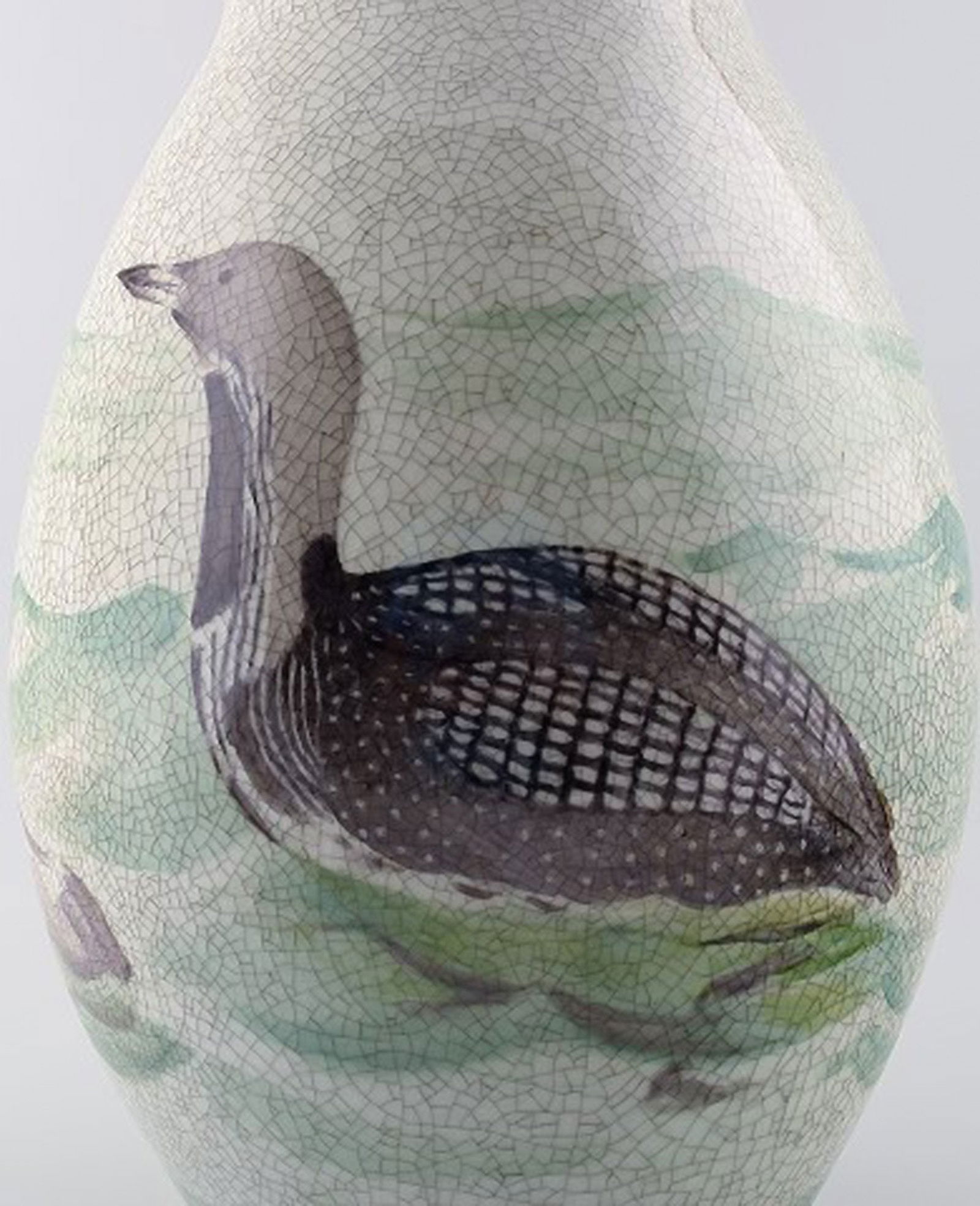 Royal Copenhagen large unique vase decorated with a diver, hand painted. - 3