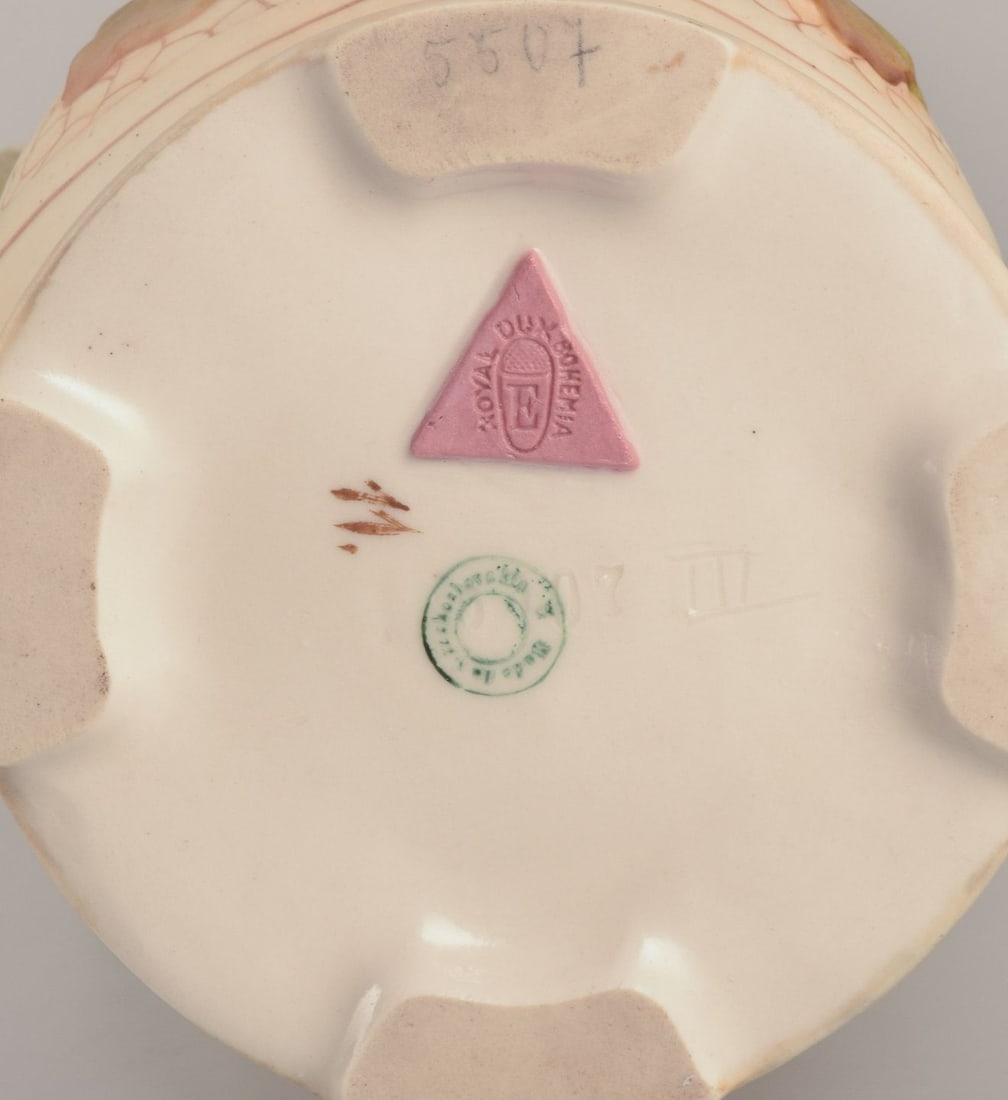 Royal Dux, Czech Republic. Colossal Art Nouveau vase in porcelain with floral relief. Approx. 1920s. - 9