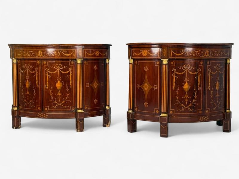 Italian Neoclassical, Marquetry, Satinwood, Demilune Chests, Italy, 19th c. - 4