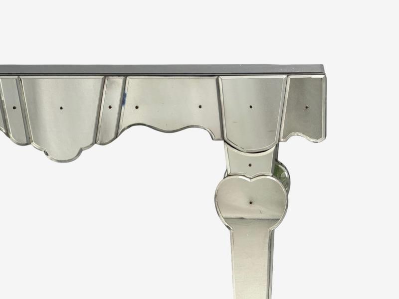 French Art Deco Style, Antique Glass, Painted Wood, Mirrored Console Tables - 4