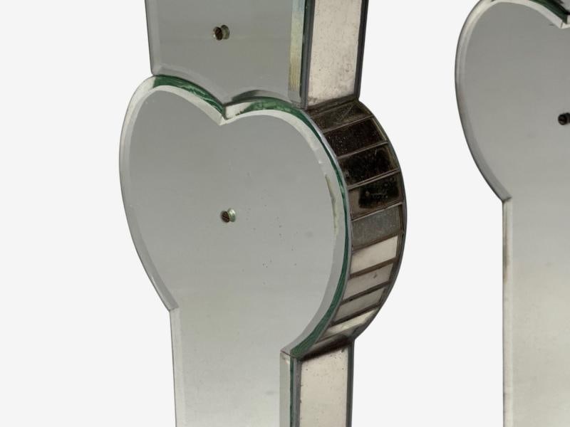 French Art Deco Style, Antique Glass, Painted Wood, Mirrored Console Tables - 5