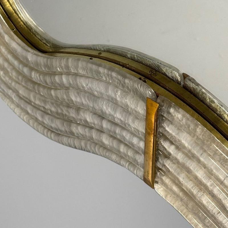 Modern Wavy Wall Mirror, Murano Glass, Silver Leaf, Brass, Italy, 21st C. - 5
