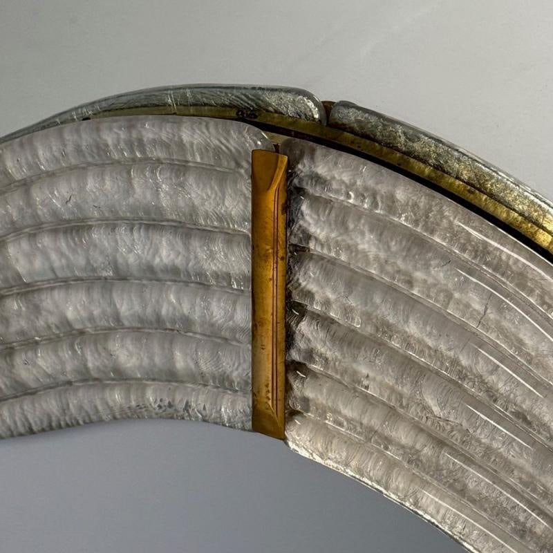 Modern Wavy Wall Mirror, Murano Glass, Silver Leaf, Brass, Italy, 21st C. - 8