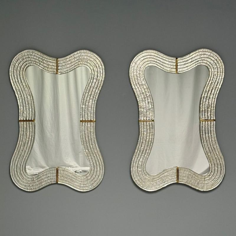 Modern Wavy Wall Mirror, Murano Glass, Silver Leaf, Brass, Italy, 21st C. - 9