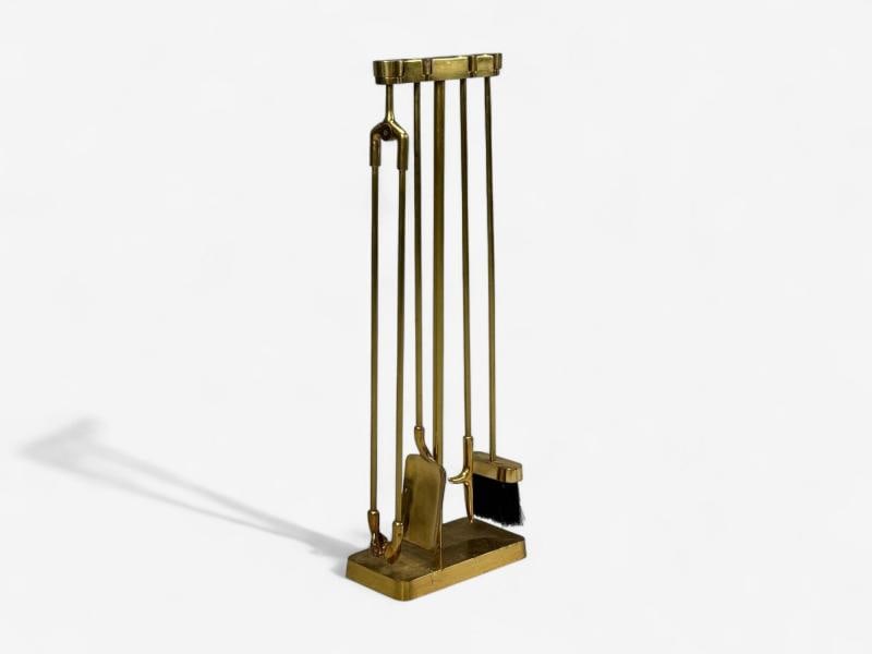 Bronze Fireplace Tool Set with Stand, USA, 20th c. - 2