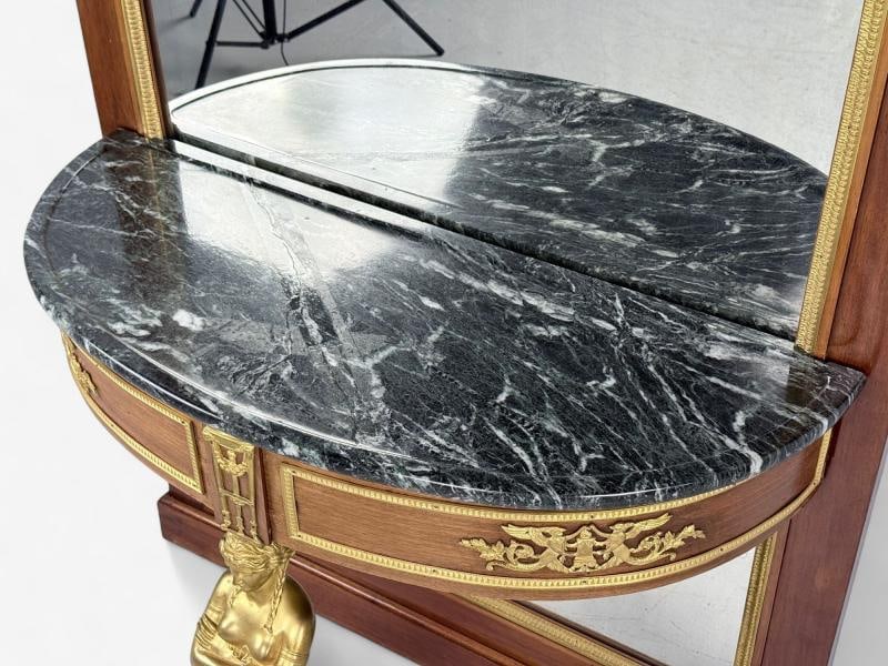 Empire Revival, Mahogany, Bronze, Monumental Mirror and Console, France, 19th c. - 10