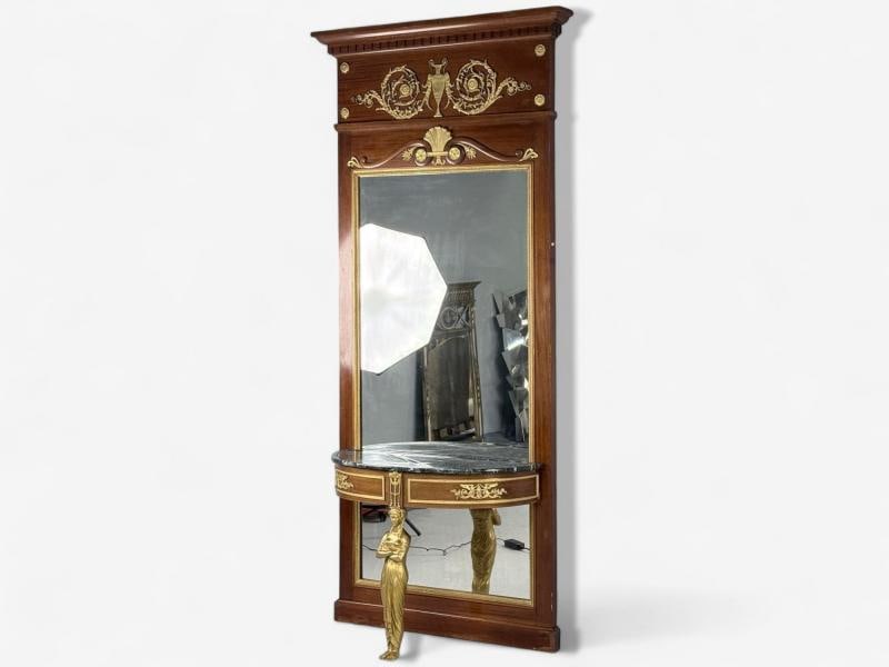 Empire Revival, Mahogany, Bronze, Monumental Mirror and Console, France, 19th c. - 3
