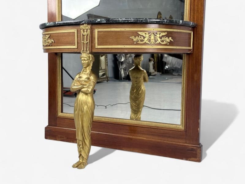 Empire Revival, Mahogany, Bronze, Monumental Mirror and Console, France, 19th c. - 6