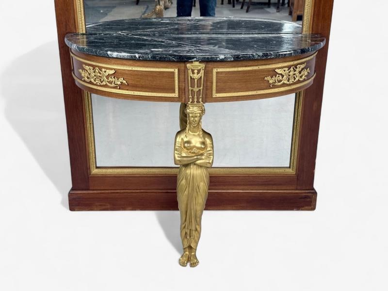 Empire Revival, Mahogany, Bronze, Monumental Mirror and Console, France, 19th c. - 9