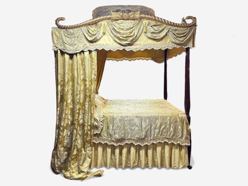 George III, Mahogany, Gilt-Wood, Silk, Canopy Bed, England c. 1880s - 4