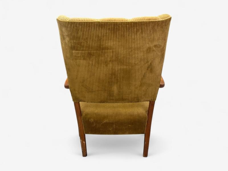 Frits Henningsen, Danish Modern, Corduroy, Wood, Lounge Chair, Denmark, 1940s - 10