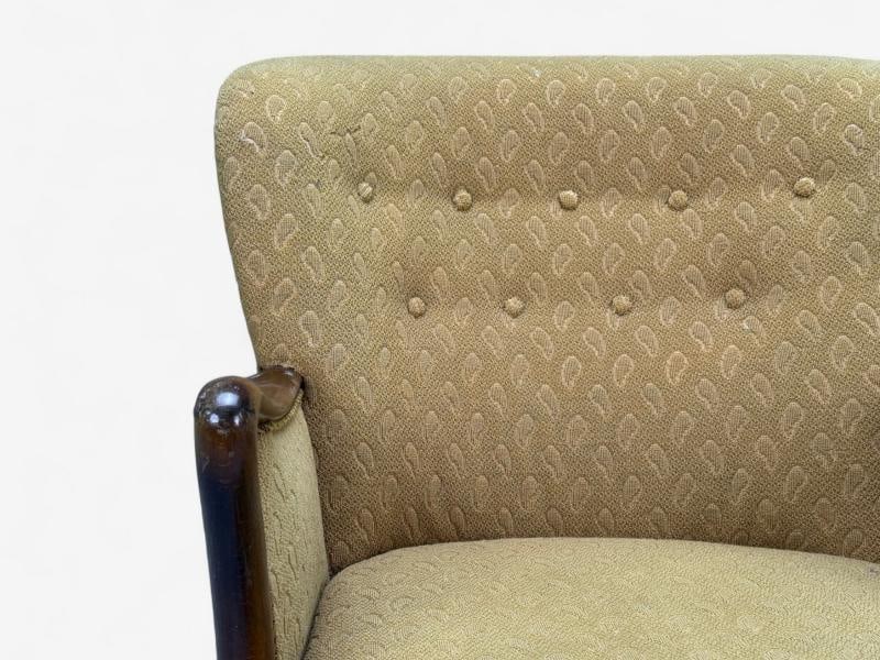 Slagelse Mobelvaerk, Fabric, Wood, Sculptural Arm Chair, Denmark, 1960s - 3