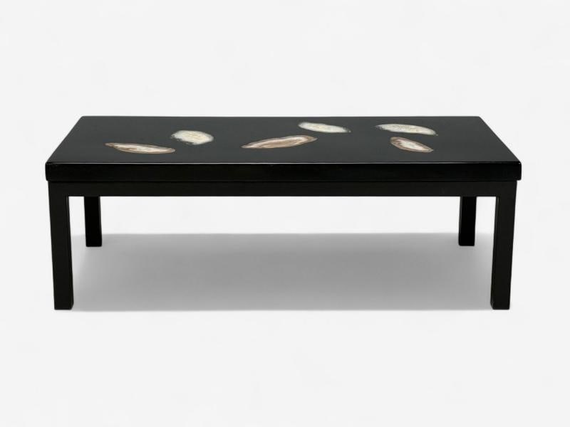Ado Chale, Black Resin, Agate, Coffee Table, Belgium, 1990s - 10