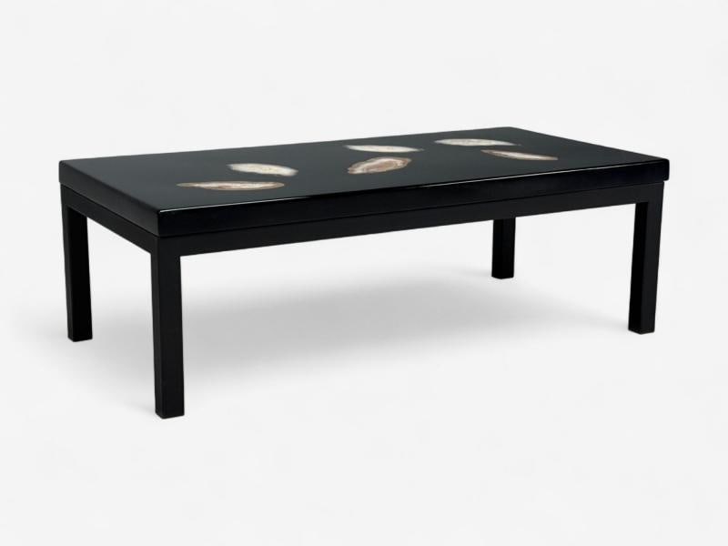 Ado Chale, Black Resin, Agate, Coffee Table, Belgium, 1990s - 3