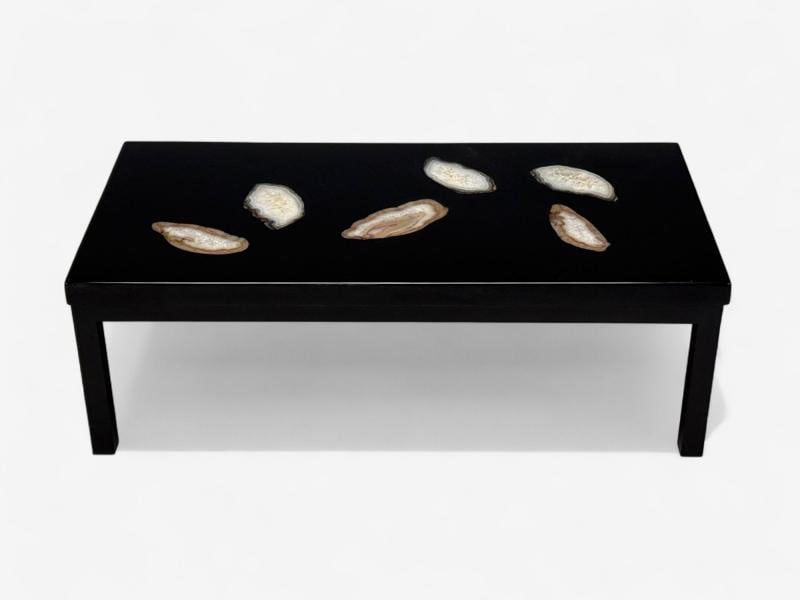 Ado Chale, Black Resin, Agate, Coffee Table, Belgium, 1990s - 4